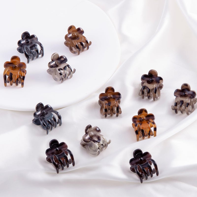 Cptots 30 Pcs Mini Flower Claw Clips for Women Cute Small Jaw Clips for Thin Fine Hair Strong Grip Tiny Hair Accessories,Tortoiseshell - Image 3